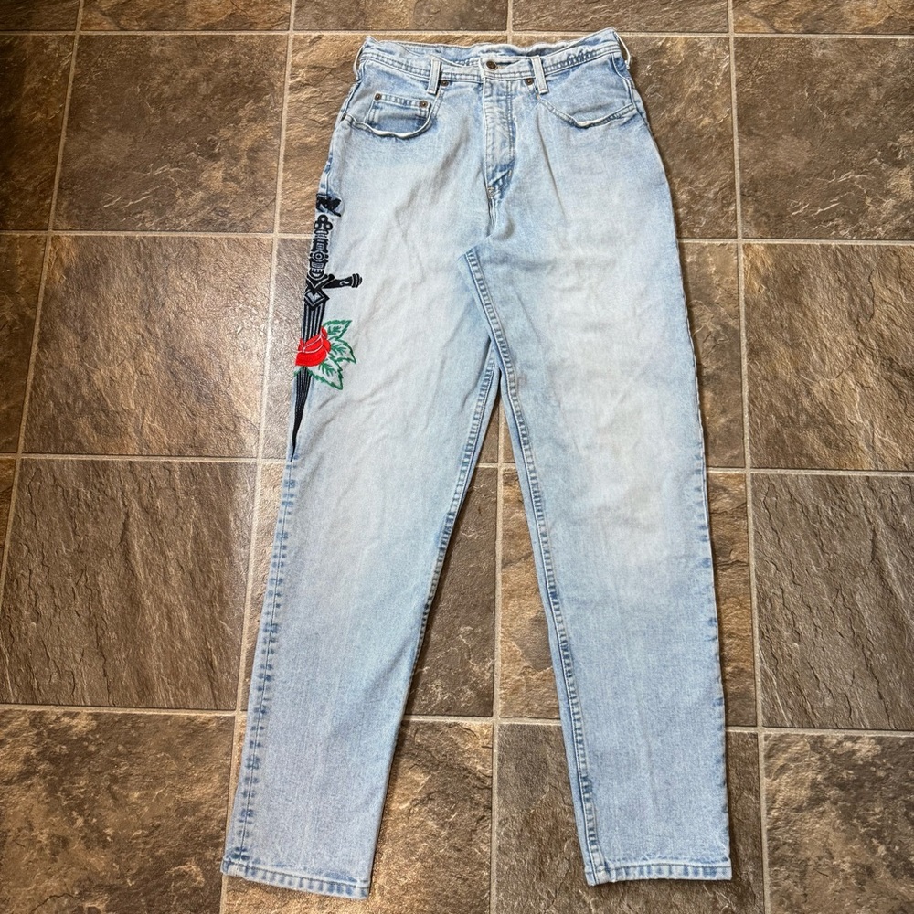 Vintage 1980s Parasuco Santana Hardware Acid-Washed High-rise Denim Jeans Sz 27